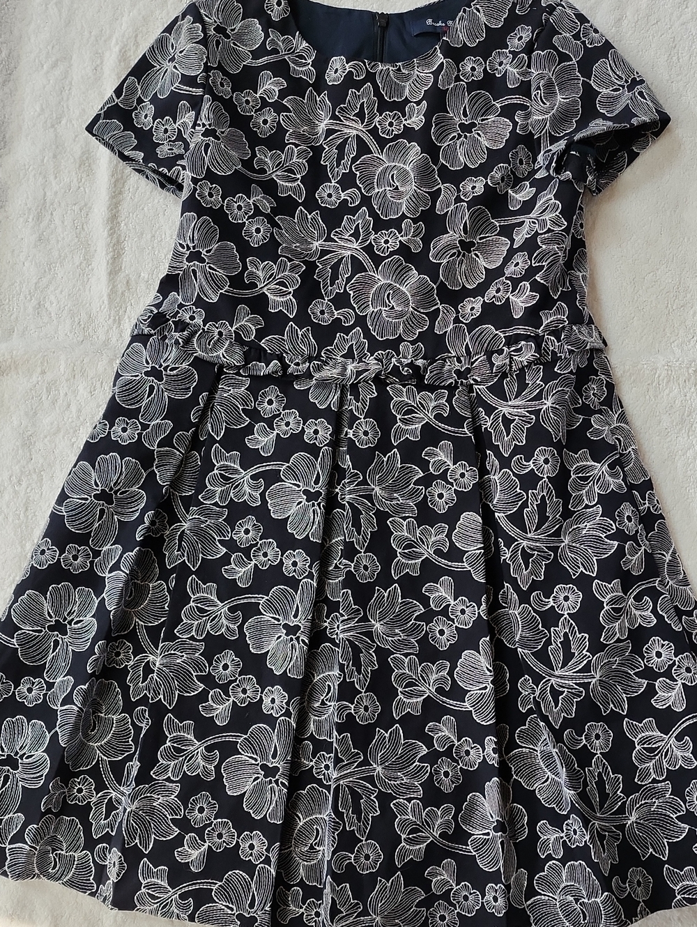 Brooks Brothers Girls Navy White Floral Dress Size 12 Preowned